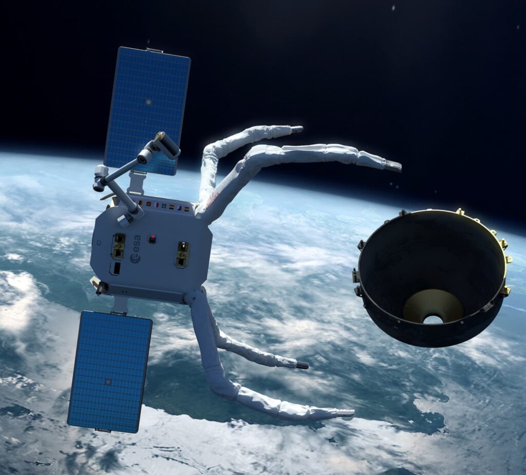 Artistic impression of the VESPA capture during the ClearSpace-1 Mission © Clearspace