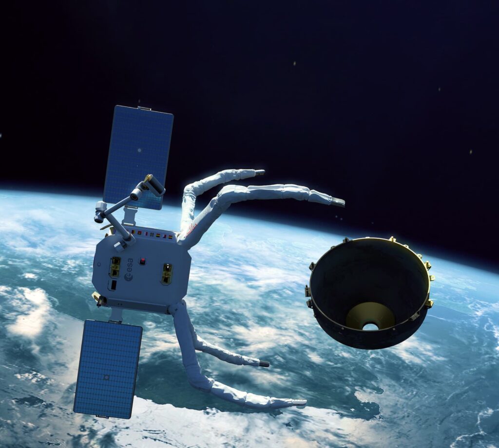 Artistic impression of the VESPA capture during the ClearSpace-1 Mission © Clearspace