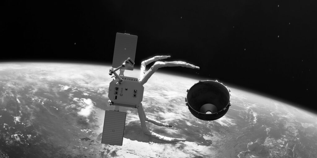 Artistic impression of the VESPA capture during the ClearSpace-1 Mission © Clearspace